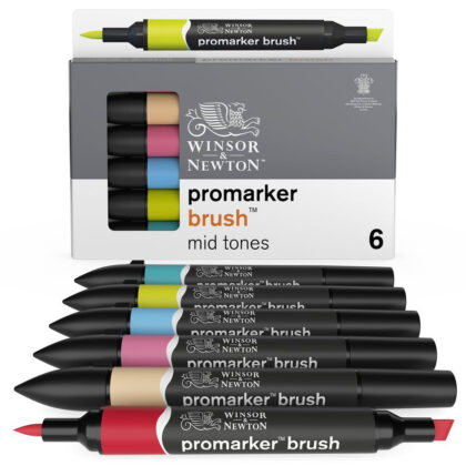 WN Promarker Brush Mid tones 6-lajitelma