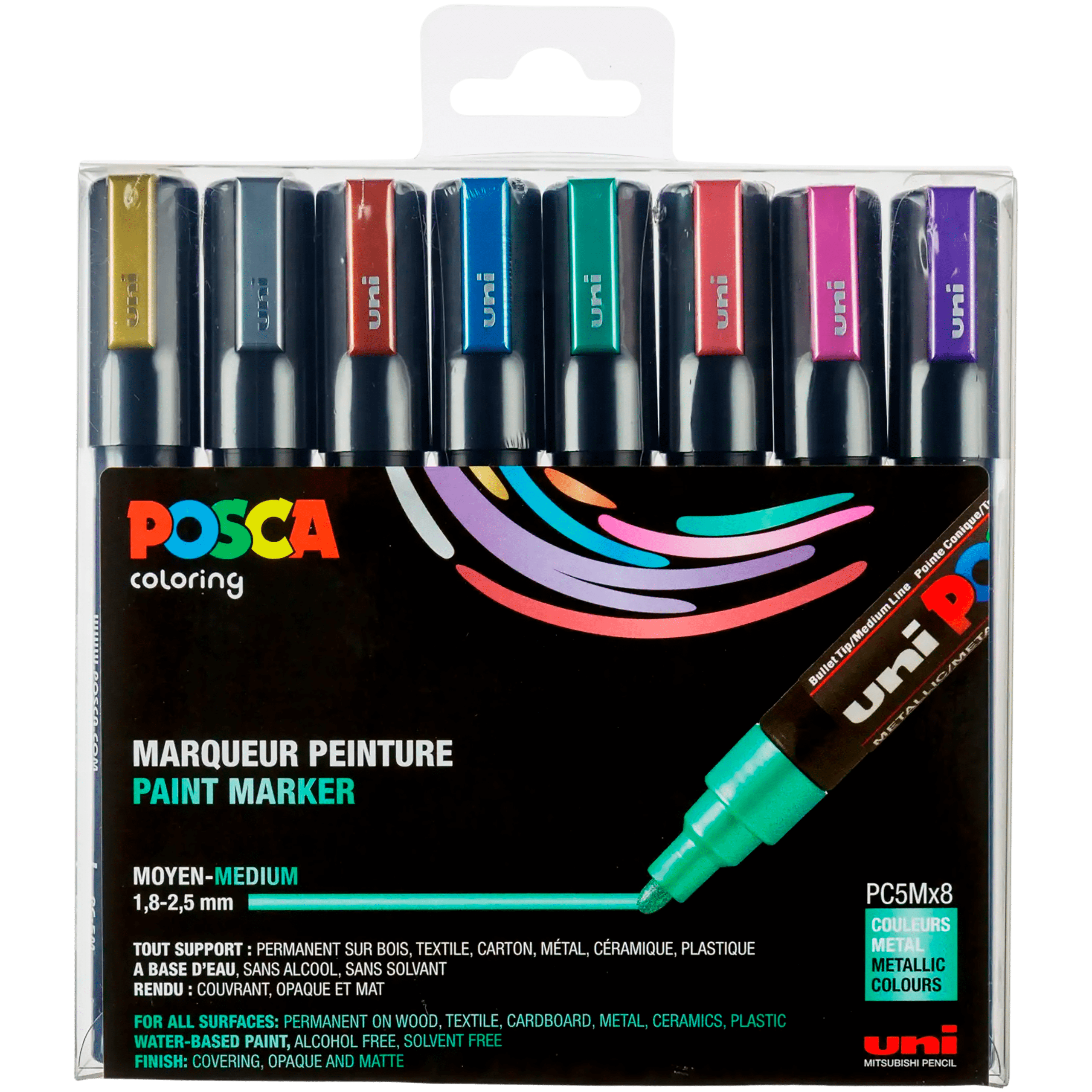 UNI POSCA Marker 8 kpl PC-5M 1,8-2,5 mm metallivärit UNI POSCA Marker 8 kpl PC-5M 1,8-2,5 mm metallivärit