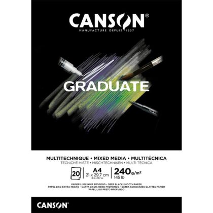 Canson Graduate Mixed Media Black 240g (20 sivun lehtiö, musta)