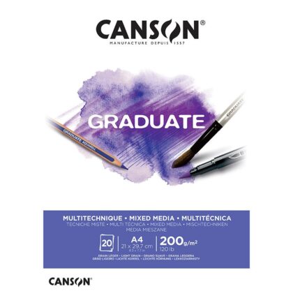 Canson Graduate Mixed Media White 200g (20 sivun lehtiö, valkoinen)
