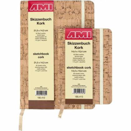 Korkkikantinen luonnoslehtiö A5, 110 g, 80 sivua