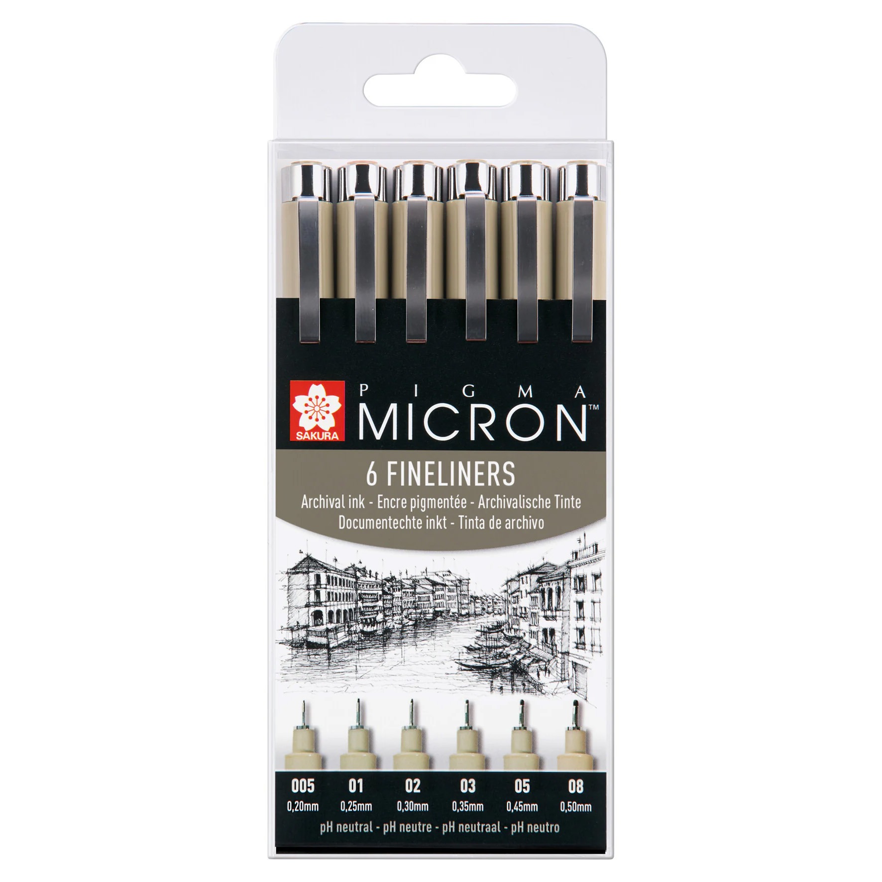Pigma Micron 6 kynän setti Pigma Micron Set 6 kynää